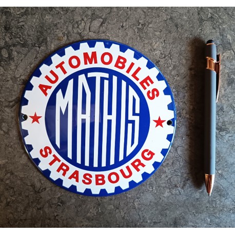 PLAQUE RONDE GARAGE AUTOMOBILES MATHIS STRASBOURG