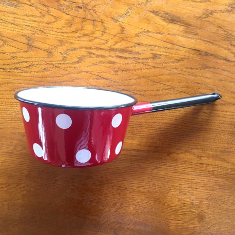 SAUCEPAN RED WITH WHITE DOTS